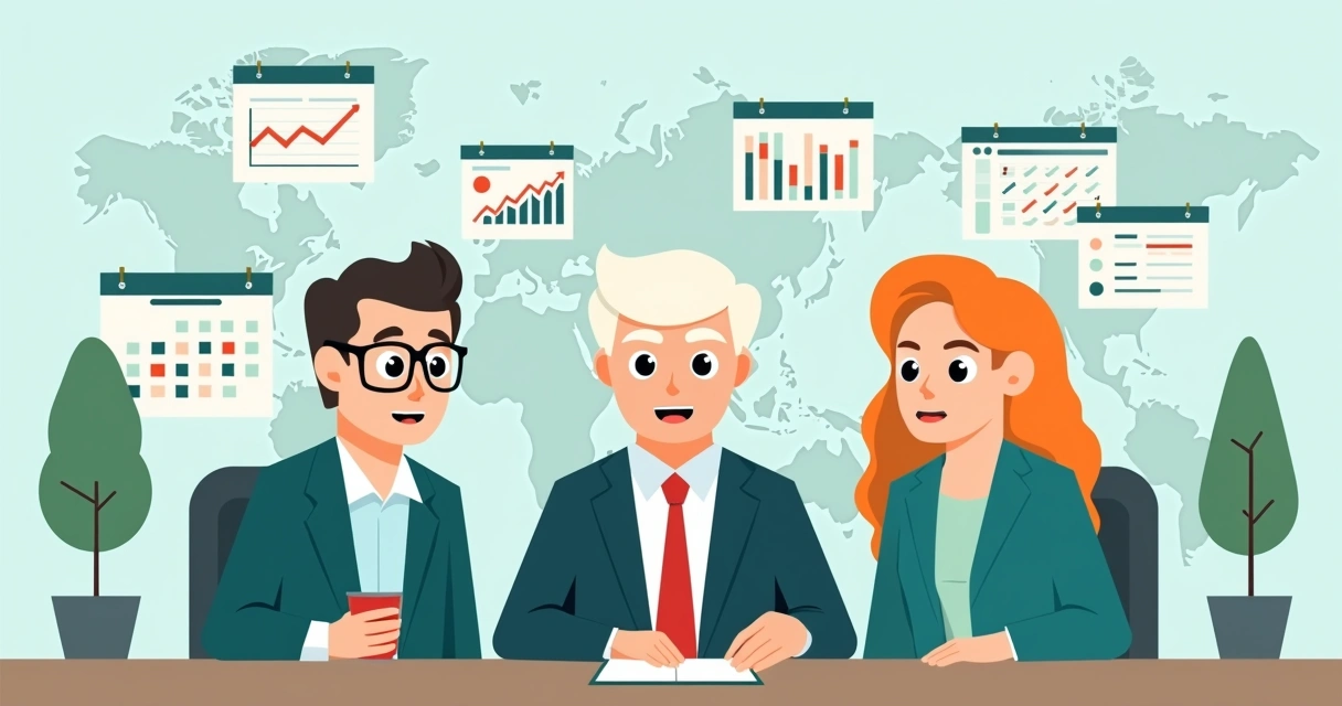 Ilustração corporativa plana mostrando ícones de diferentes cargos políticos em disputa nas eleições de 2026 com gráfico e calendário eleitoral ao fundo