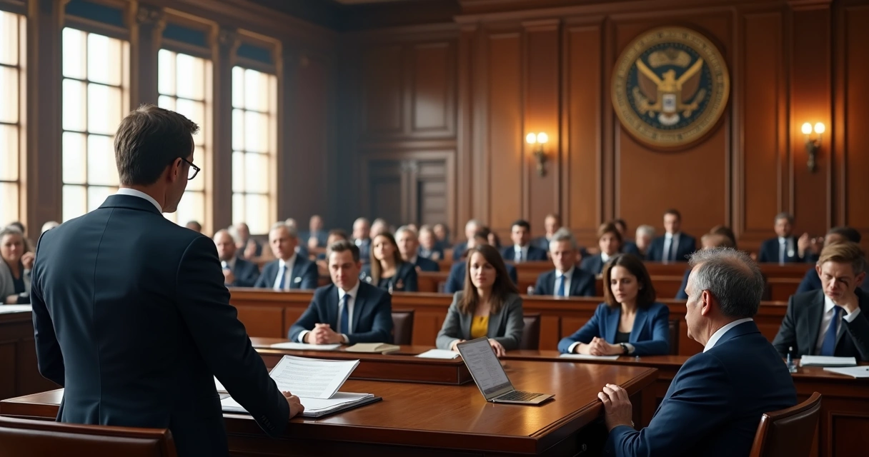 Vereador discutindo pauta em plenário da câmara municipal durante sessão legislativa