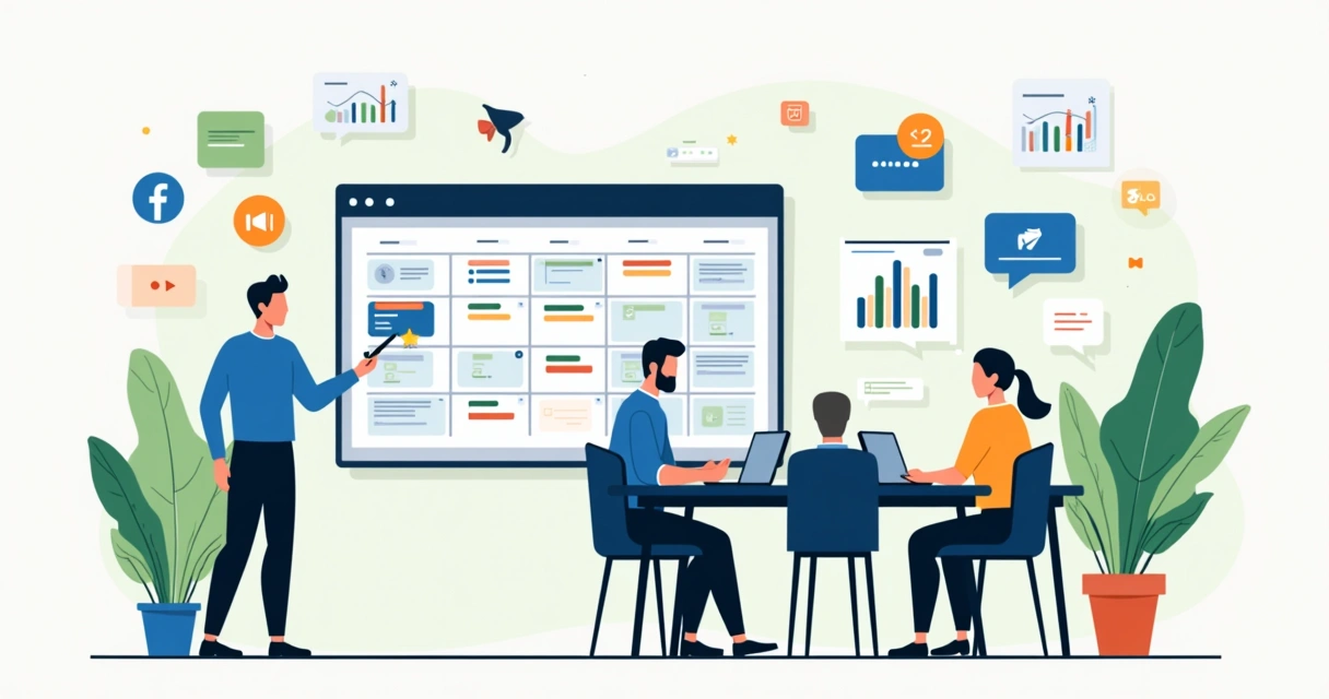 Calendário político 2026 com redes sociais e político planejando posts
