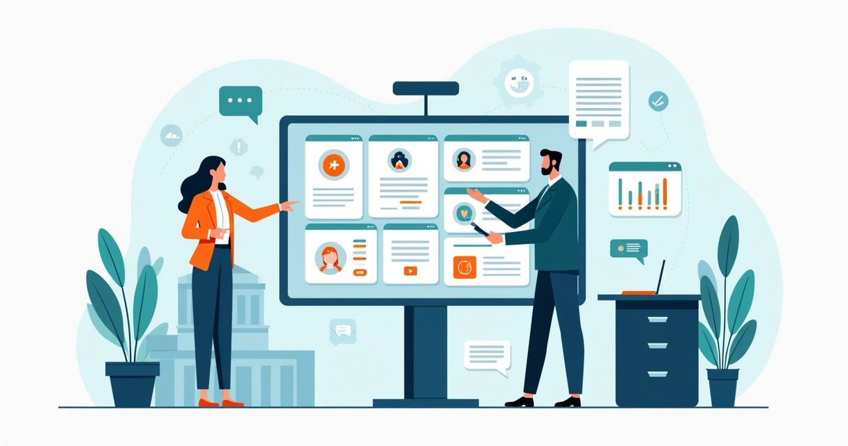 Deputado estadual em gabinete digital com painel de gestão e cidadãos conectados