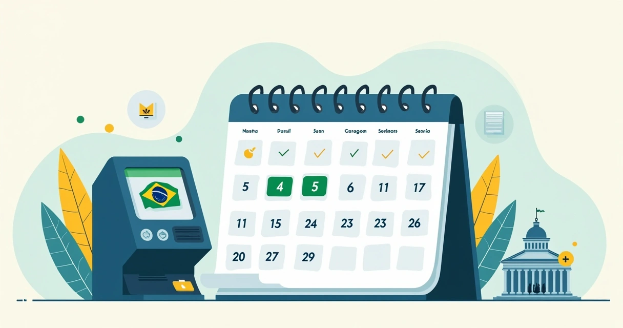 Página Inicial 22 Ilustração de calendário eleitoral com símbolos das eleições federais no Brasil